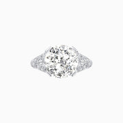 Vintage Inspired Round Cut Engagement Ring with Diamond Shoulders - Shahin Jewelry